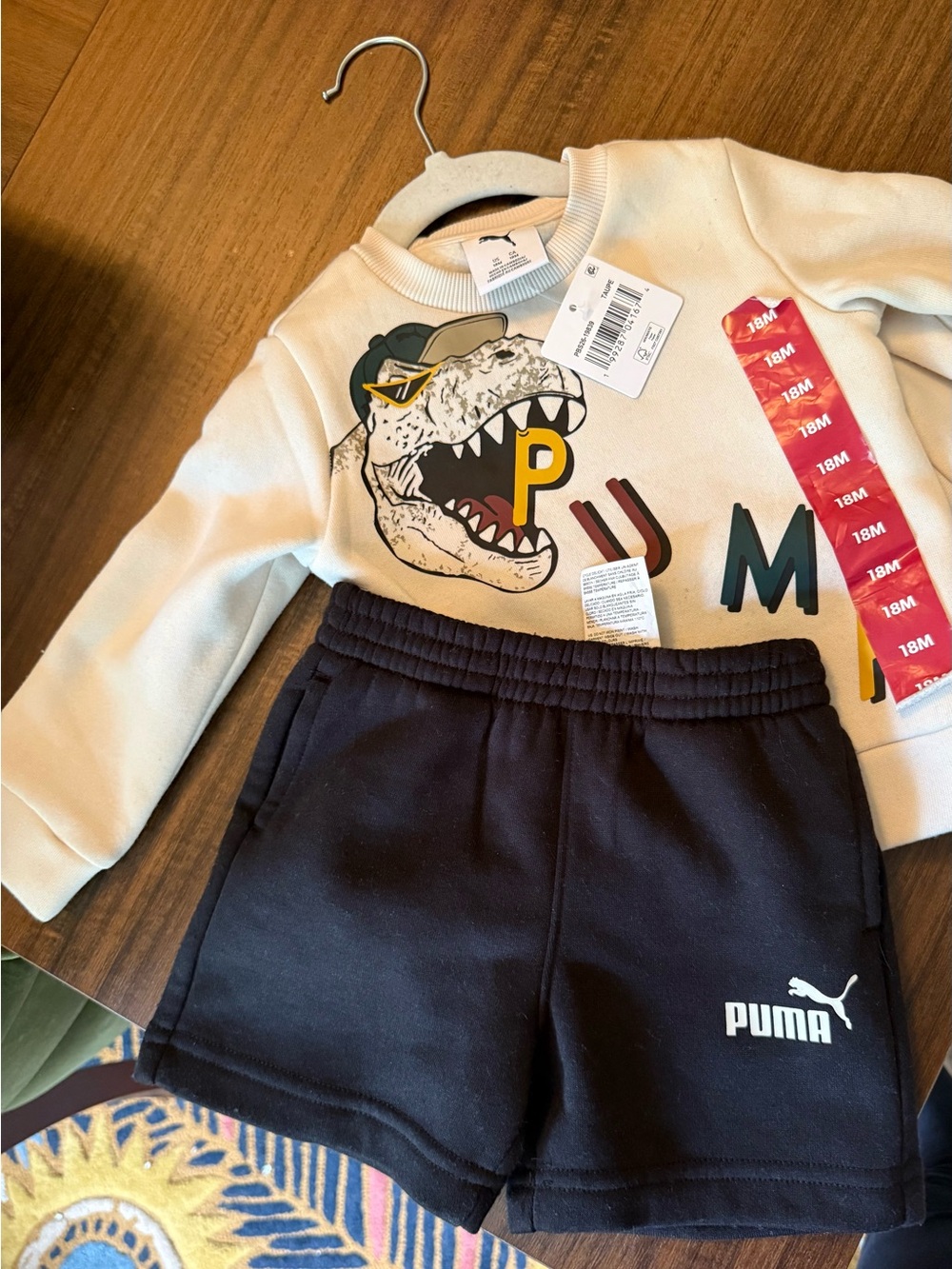 Puma Black Kids Knit Shorts with White Logo